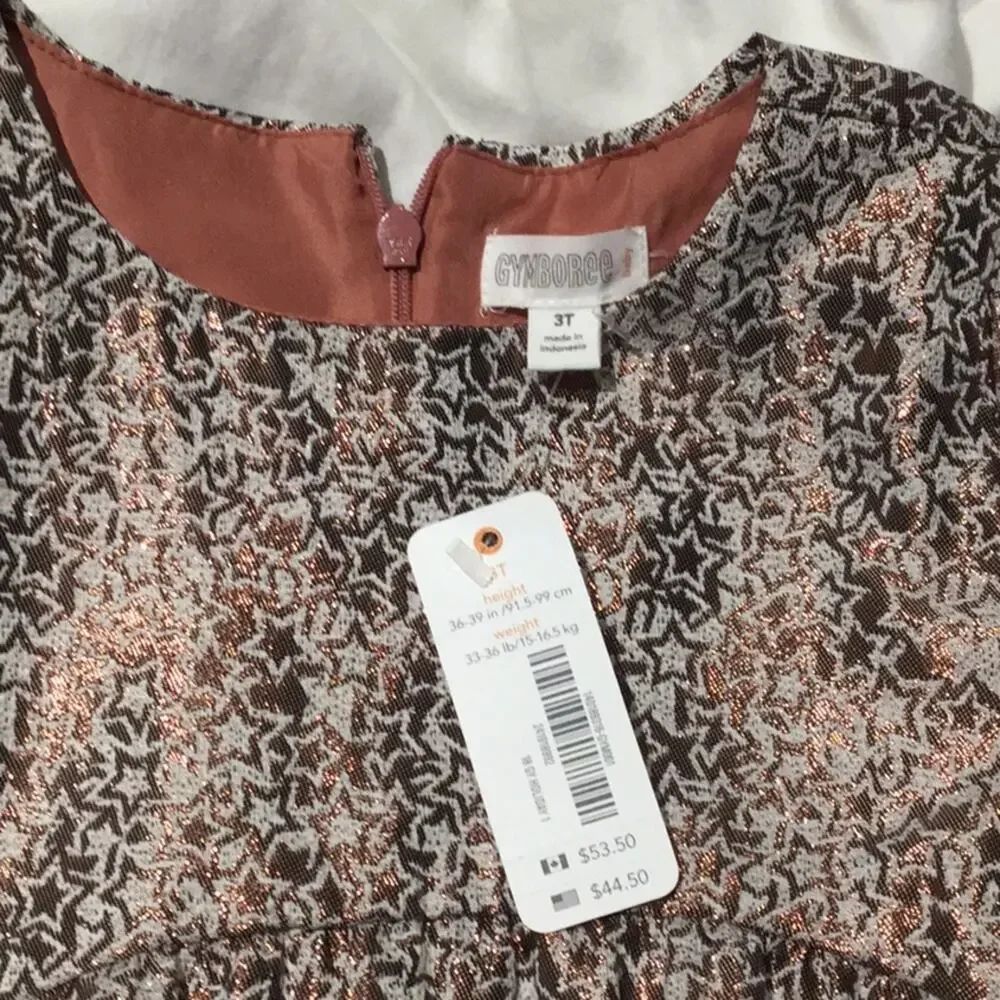 Gymboree 3T star bronze metallic ruffle sleeve